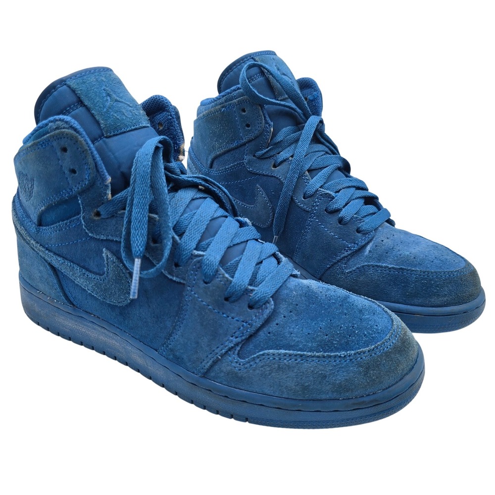 Air Jordan 1 Retro High BG Blue Suede Sneakers 705300-404 Youth 7Y Womens 8.5